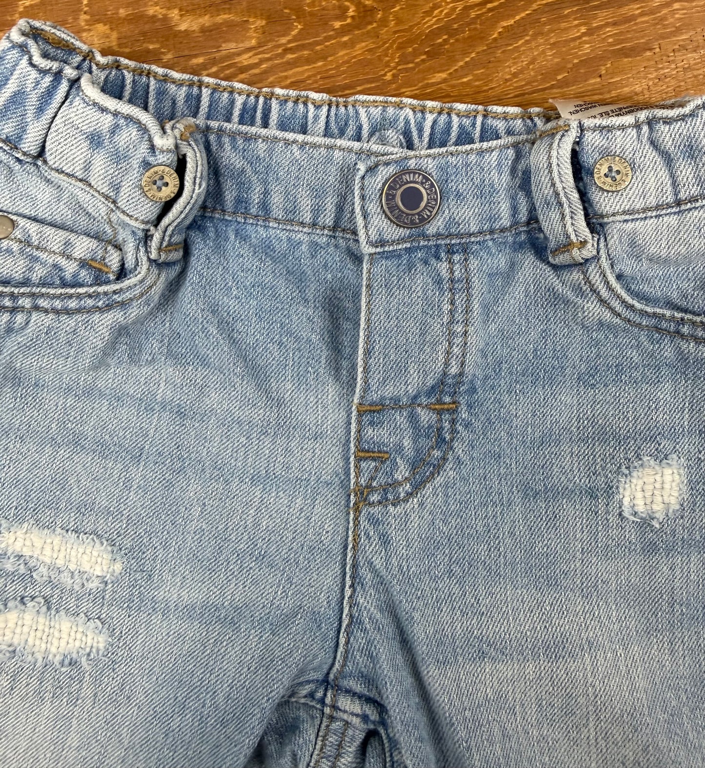 H&M 9-12M Distressed Suspender Jean