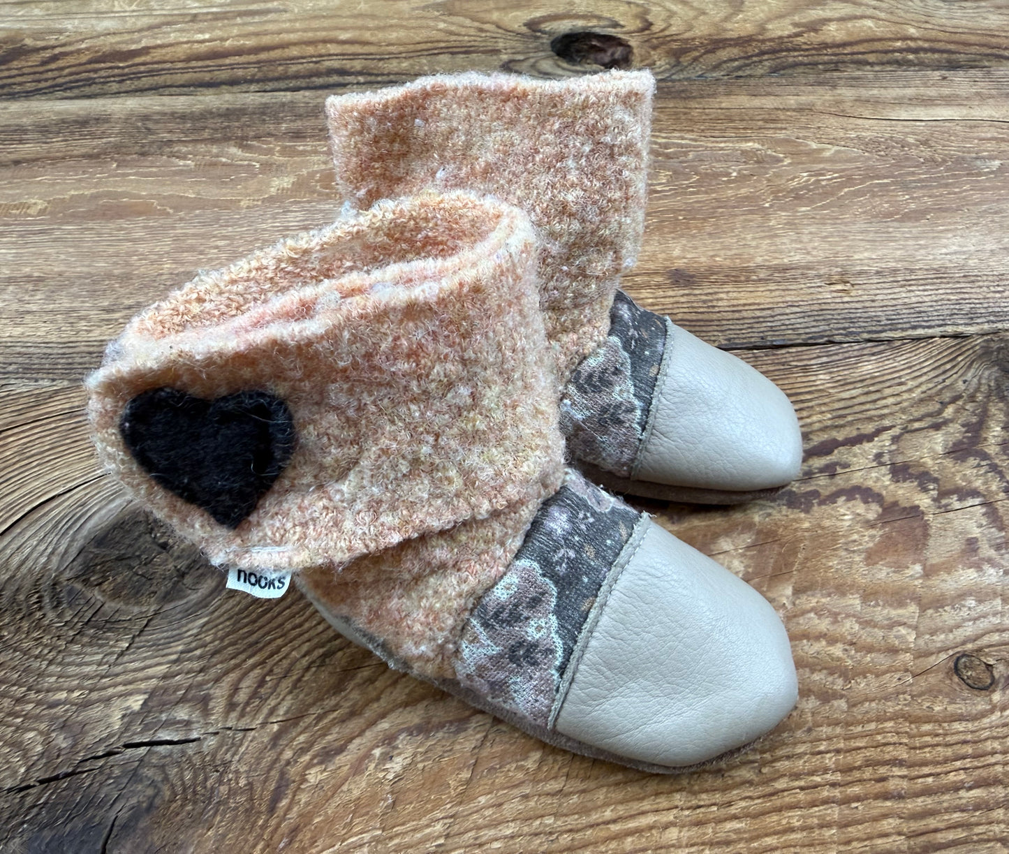 Nooks 6-12M Leather & Felt Wool Booties