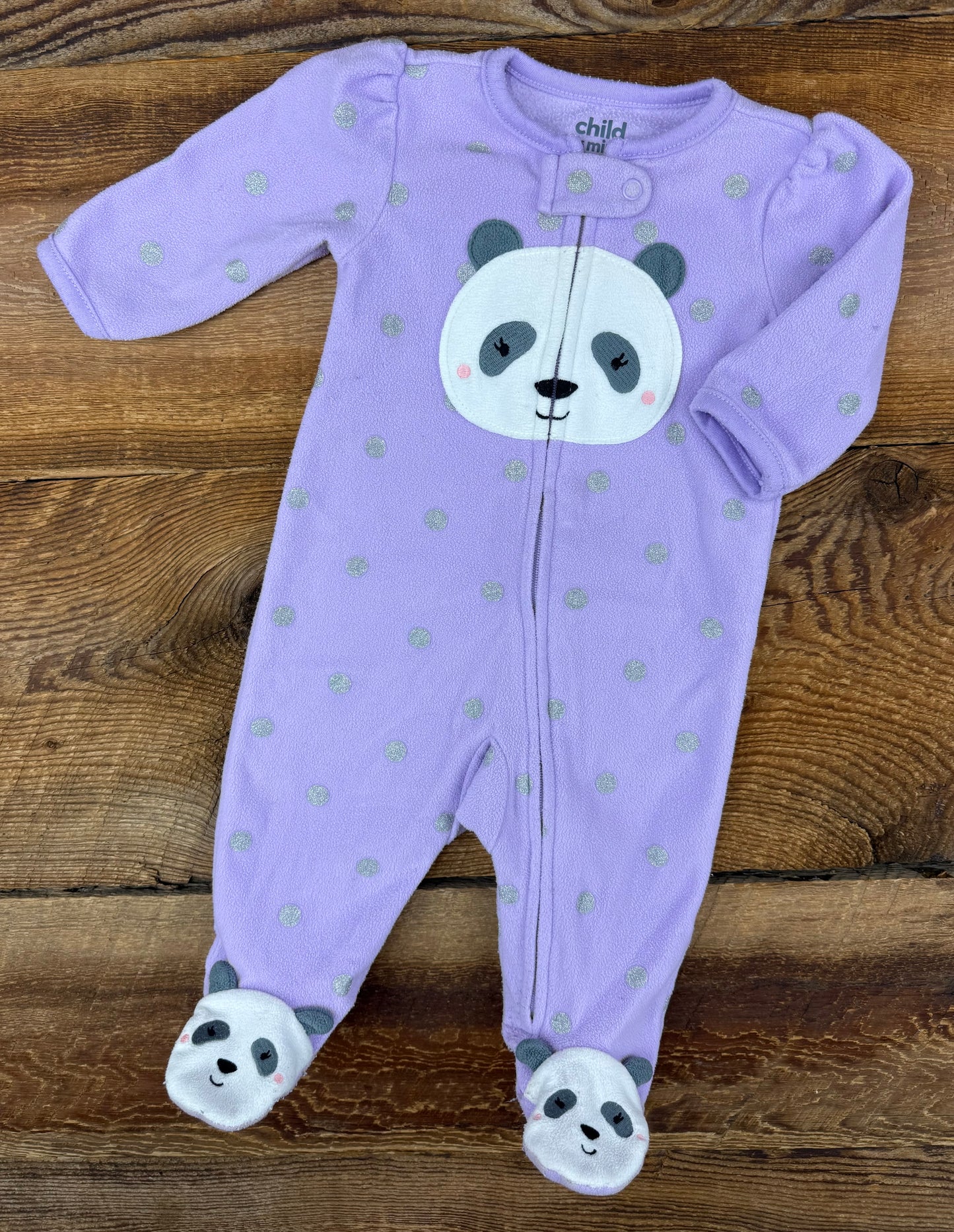 Child of Mine 0-3M Fleece Panda Sleeper