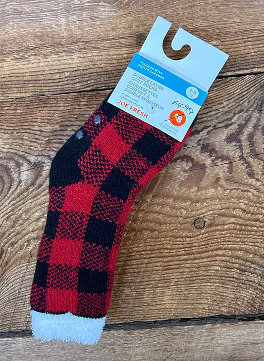 Joe Fresh 1-3Y Sherpa Plaid Socks