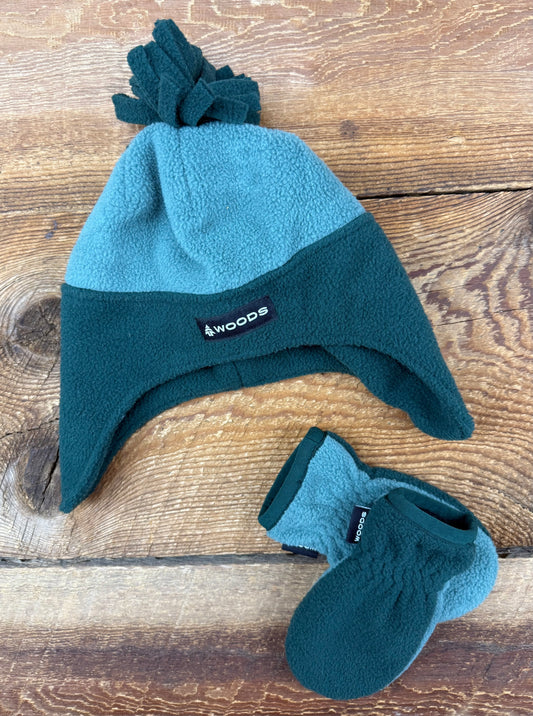 Woods 0-6M Fleece Hat & Mittens