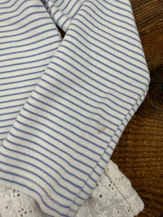 Oshkosh 5T Striped Lace Trimmed Crewneck