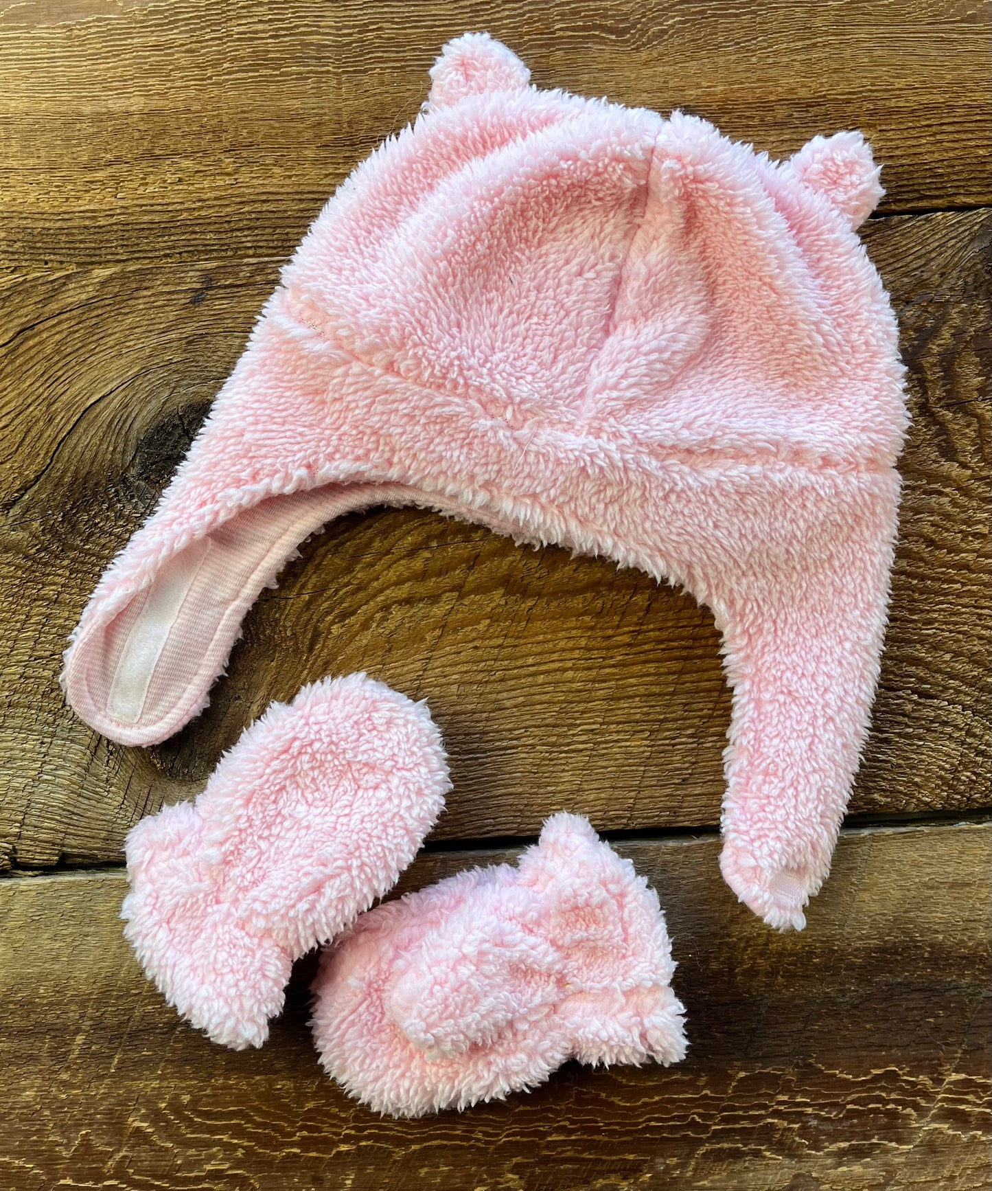 Smile Joys 12-24M Fleece Hat & Mittens Set