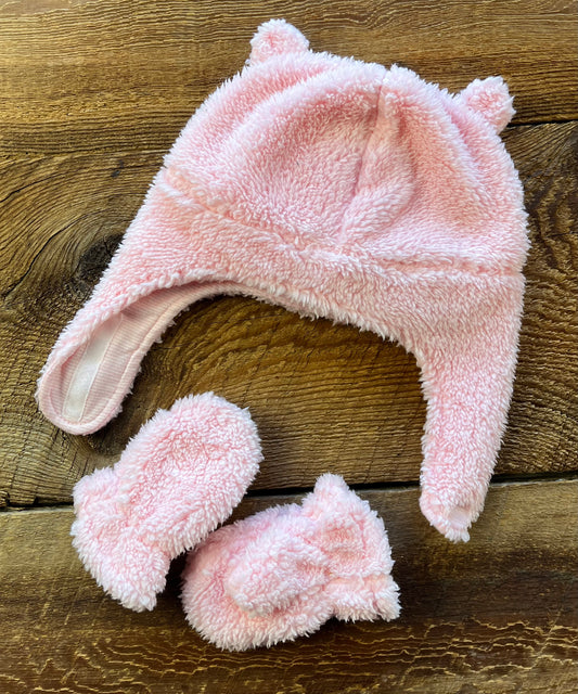 Smile Joys 12-24M Fleece Hat & Mittens Set