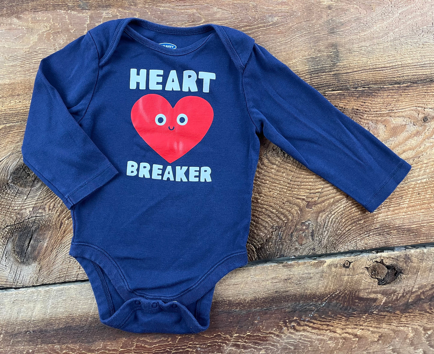 Old Navy 12-18M Heart Breaker Onesie