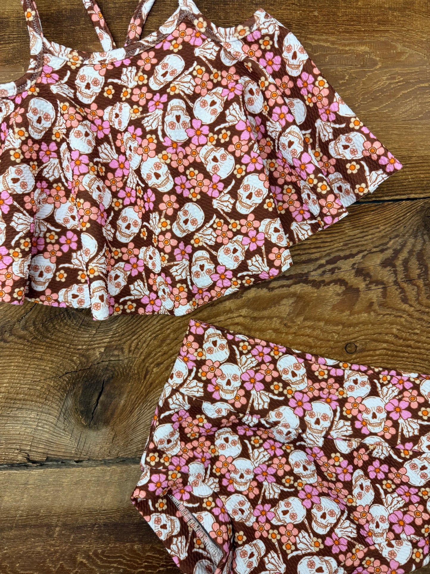 Small Shop 4T Skull & Flowers Swimsuit