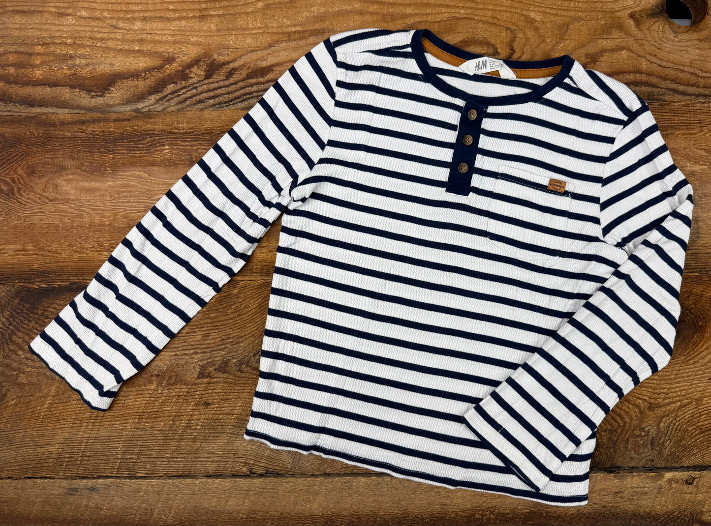 H&M 6-8Y Striped Henley Shirt