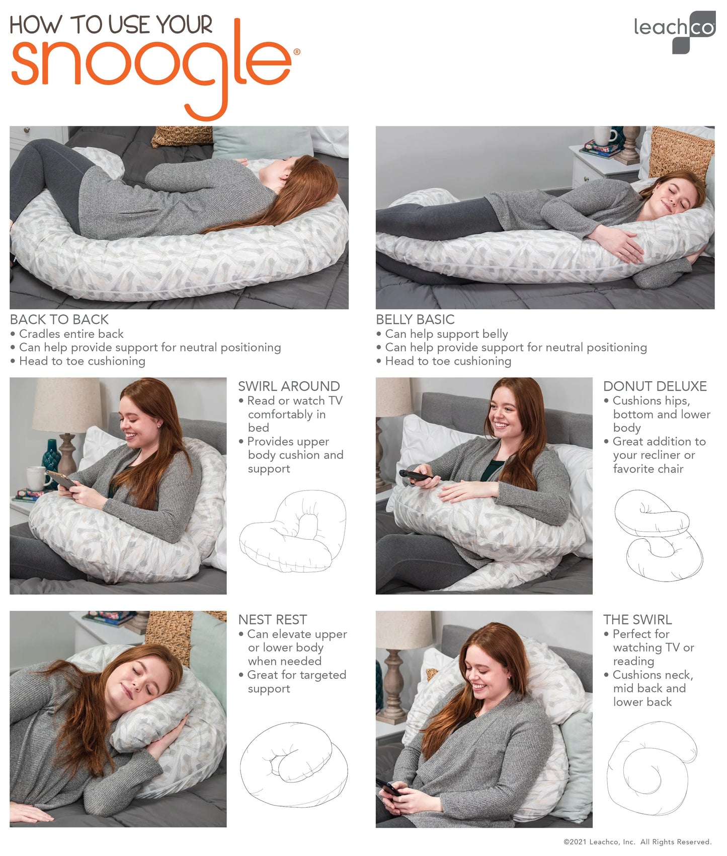 Leach Co Snoogle Pregnancy Pillow- PICKUP ONLY