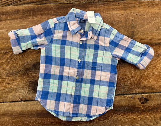 Gap 3T Linen Plaid Shirt