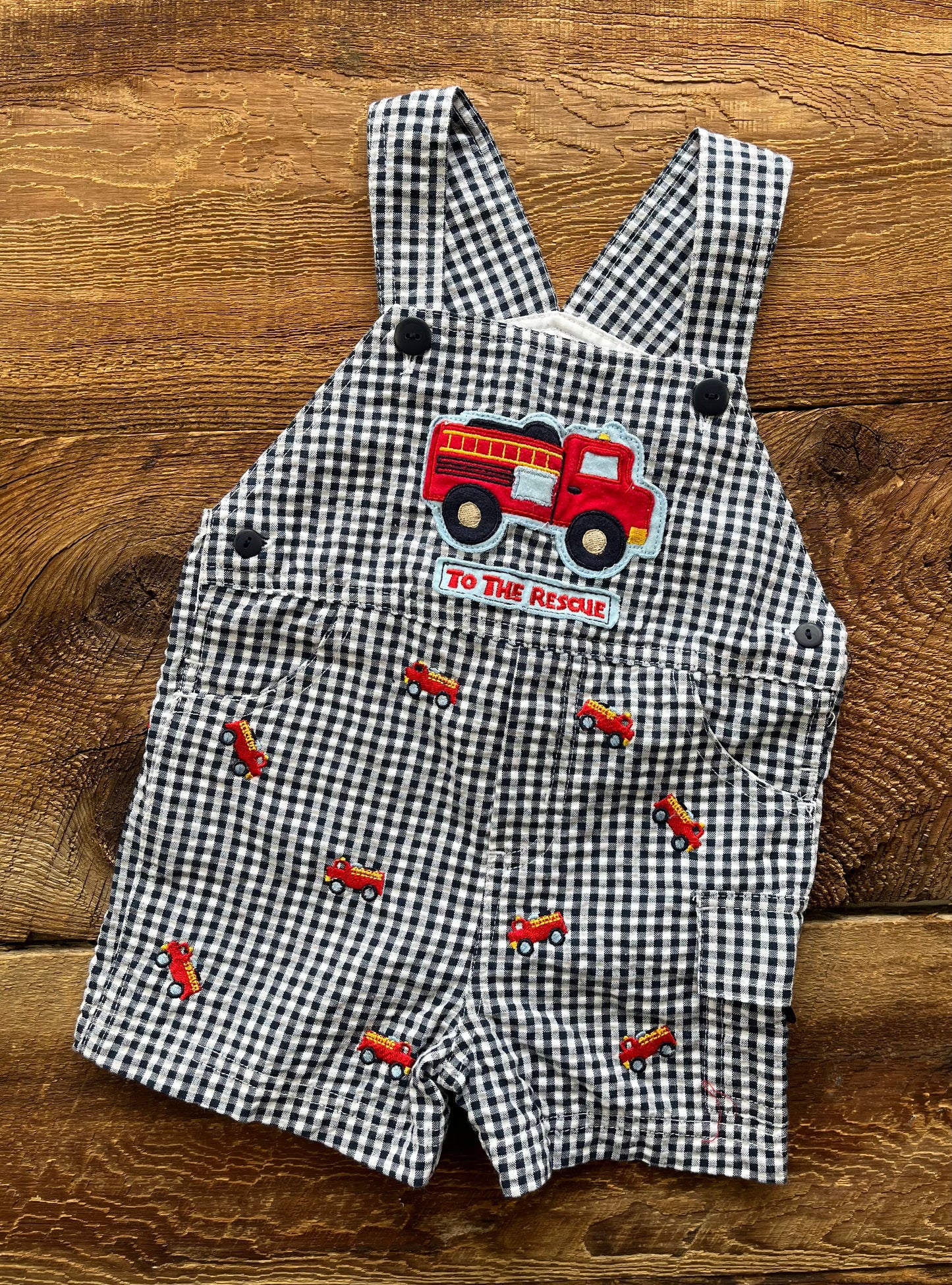 Vintage 6-9M Firetruck Shortall