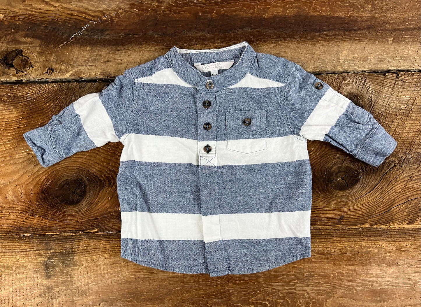 George 0-3M Striped Shirt