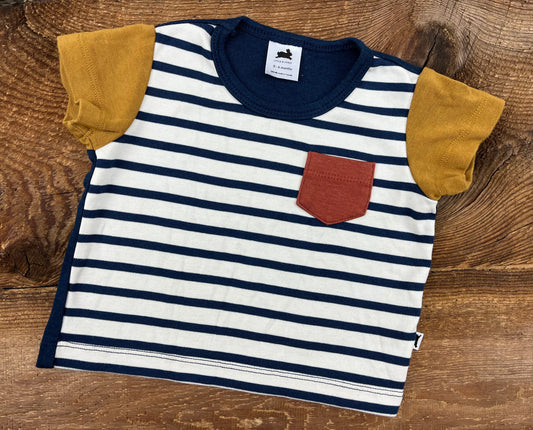 Little & Lively 0-6M Striped Pocket Tee