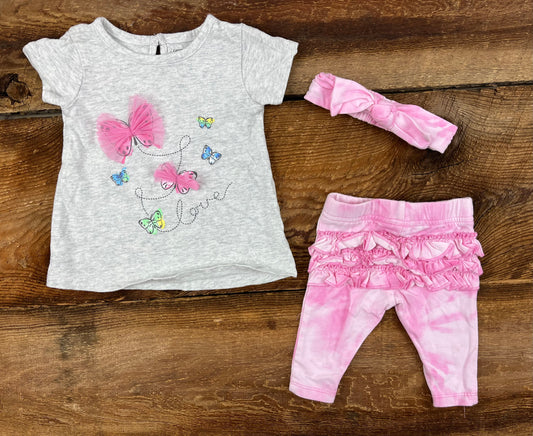 George 0-3M Butterfly Love Outfit
